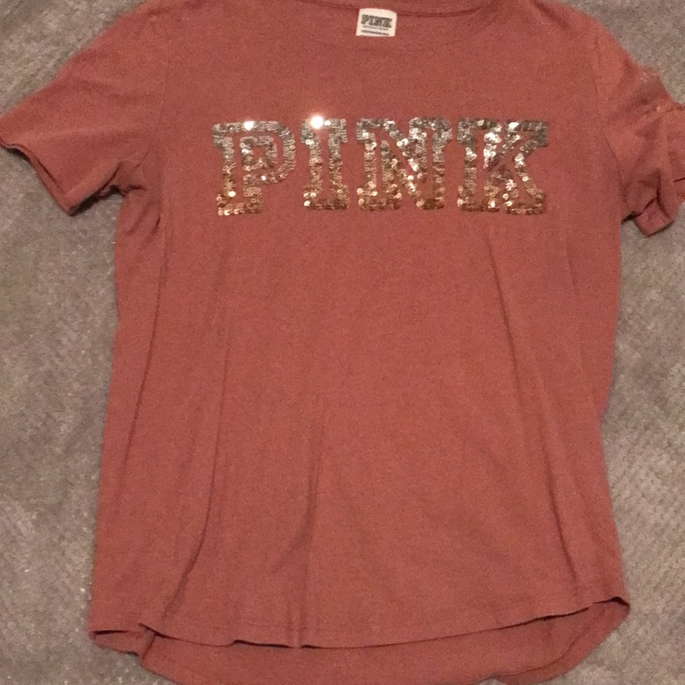 PINK VS ROSE GOLD OMBRÉ BLING TEE